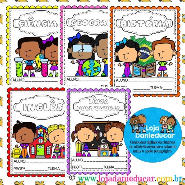 Capas Para Caderno Coloridas Crianças Loja Dani Educar 9098